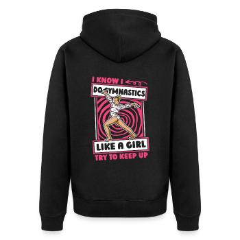 Rsg Turnen Sportgymnastik Lustig - Unisex Premium Bio Zip Hoodie - Schwarz - Hinten - Nico (187cm)