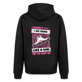 Schlittschuhlaufen Mädchen - Unisex Premium Bio Zip Hoodie - Schwarz - Hinten - Nico (187cm)