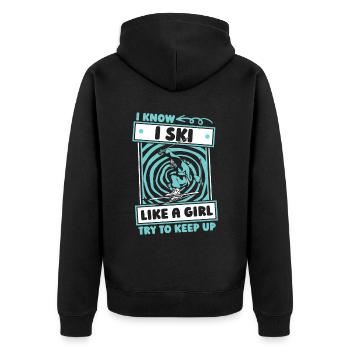 Skiing Après Ski Humor - Unisex Premium Organic Zip Hoodie - black - Back - Nico (187cm)