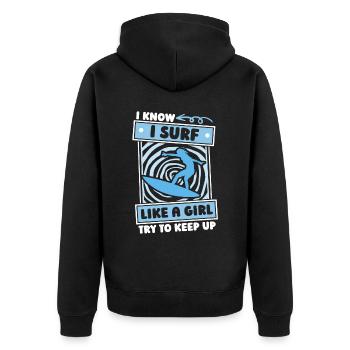 Surfer Surfing Girls - Veste à capuche bio Premium Unisexe - noir - Dos - Nico (187cm)