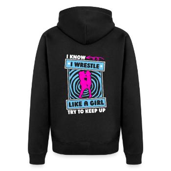 Wrestling Wrestler Mädchen - Unisex Premium Bio Zip Hoodie - Schwarz - Hinten - Nico (187cm)