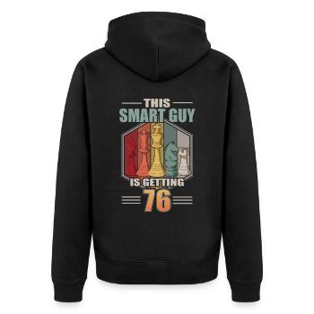 Smart Guy Is Getting 76 Retro Schach 76 Geburtstag - Unisex Premium Bio Zip Hoodie - Schwarz - Hinten - Nico (187cm)