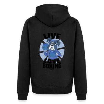 Live Love Boxing - Unisex Premium Bio Zip Hoodie - Schwarz - Hinten - Nico (187cm)