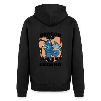 Dragon Dad The Man The Myth The Legend - Unisex Premium Bio Zip Hoodie - Schwarz - Hinten - Nico (187cm)