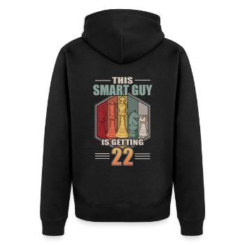 Smart Guy Is Getting 22 Retro Schach 22 Geburtstag - Unisex Premium Bio Zip Hoodie - Schwarz - Hinten - Nico (187cm)