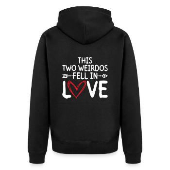 Braut Bräutigam Partneroutfit Hochzeit - Unisex Premium Bio Zip Hoodie - Schwarz - Hinten - Nico (187cm)