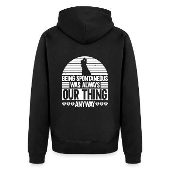 Braut Bräutigam Partneroutfit Spontan Hochzeit - Unisex Premium Bio Zip Hoodie - Schwarz - Hinten - Nico (187cm)