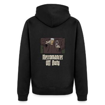 Untoter Nekromant außer Dienst Design für einen - Unisex Premium Bio Zip Hoodie - Schwarz - Hinten - Nico (187cm)