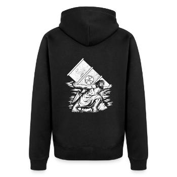 Nuklearingenieure - Nuklearingenieur - Unisex Premium Bio Zip Hoodie - Schwarz - Hinten - Nico (187cm)