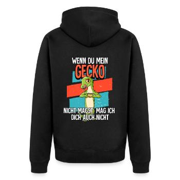 Wenn Du Mein Gecko - Unisex Premium Bio Zip Hoodie - Schwarz - Hinten - Nico (187cm)