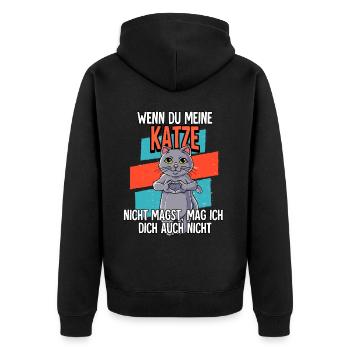 Wenn Du Meine Katze - Unisex Premium Bio Zip Hoodie - Schwarz - Hinten - Nico (187cm)