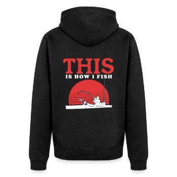 Kayak Fishing Kayaking Kayaker Angler Gift - Unisex Premium Organic Zip Hoodie - black - Back - Nico (187cm)