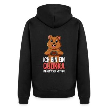 Ich Bin Ein Quokka - Unisex Premium Bio Zip Hoodie - Schwarz - Hinten - Nico (187cm)