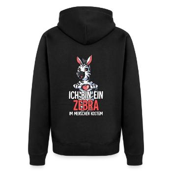 Ich Bin Ein Zebra - Unisex Premium Bio Zip Hoodie - Schwarz - Hinten - Nico (187cm)