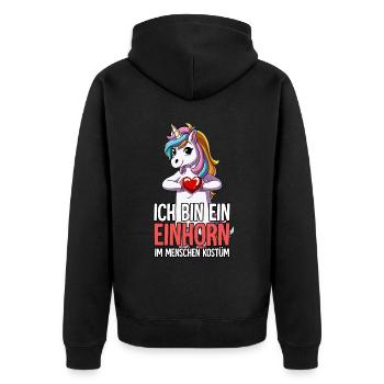 Ich Bin Ein Einhorn - Unisex Premium Bio Zip Hoodie - Schwarz - Hinten - Nico (187cm)