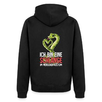 Ich Bin Eine Schlange - Unisex Premium Bio Zip Hoodie - Schwarz - Hinten - Nico (187cm)