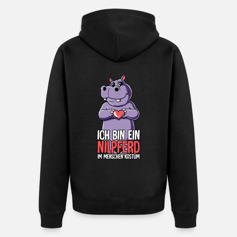 Ich Bin Ein Nilpferd - Unisex Premium Bio Zip Hoodie - Schwarz