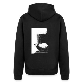 Schaf Schablone Art.-nr - Unisex Premium Bio Zip Hoodie - Schwarz - Hinten - Nico (187cm)