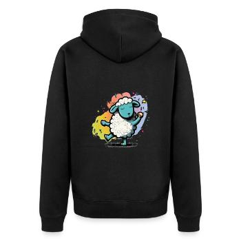 Lustige Bunte Schafe - Unisex Premium Bio Zip Hoodie - Schwarz - Hinten - Nico (187cm)