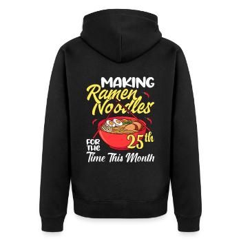 Zum 25. Mal Ramen-Nudeln herstellen - Ramen-Nudeln - Unisex Premium Bio Zip Hoodie - Schwarz - Hinten - Nico (187cm)