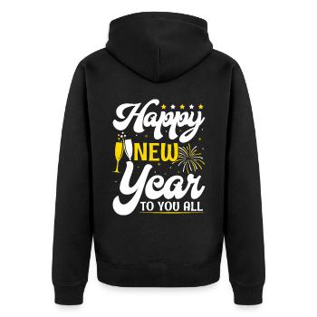 Réveillon du Nouvel An, Paix, Amour, Bonne Année - Veste à capuche bio Premium Unisexe - noir - Dos - Nico (187cm)