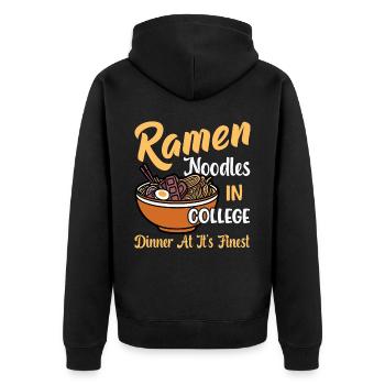 Ramen-Nudel im College, Abendessen in seiner - Unisex Premium Bio Zip Hoodie - Schwarz - Hinten - Nico (187cm)