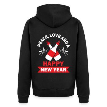 Réveillon du Nouvel An, Paix, Amour, Bonne Année - Veste à capuche bio Premium Unisexe - noir - Dos - Nico (187cm)