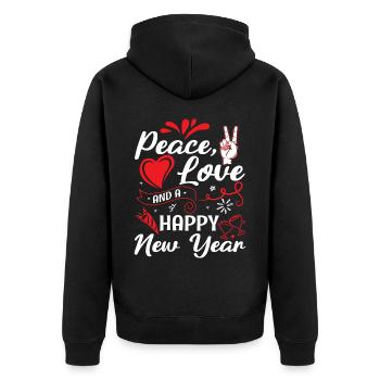 Réveillon du Nouvel An, Paix, Amour, Bonne Année - Veste à capuche bio Premium Unisexe - noir - Dos - Nico (187cm)