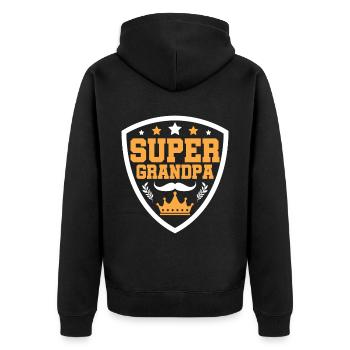 Grandpa, best grandfather Super Opi, niece grandson - Unisex Premium Organic Zip Hoodie - black - Back - Nico (187cm)