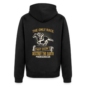 Das einzige Rennen, das das nicht tat - Barrel - Unisex Premium Bio Zip Hoodie - Schwarz - Hinten - Nico (187cm)