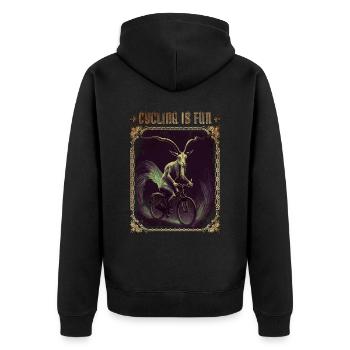 Cycling is Fun Goth - Unisex Premium Bio Zip Hoodie - Schwarz - Hinten - Nico (187cm)