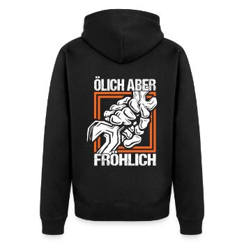 KFZ Mechaniker Auto Tuning, Racing Car, Techniker - Unisex Premium Bio Zip Hoodie - Schwarz - Hinten - Nico (187cm)