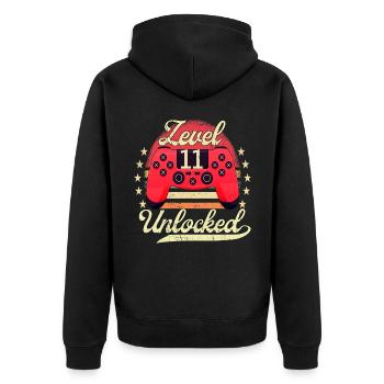 Niveau 11 Joueur vidéo adolescent débloqué 11. - Veste à capuche bio Premium Unisexe - noir - Dos - Nico (187cm)