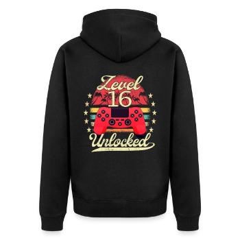 Level 16 Unlocked Teen Video Gamer 16. - Unisex Premium Organic Zip Hoodie - black - Back - Nico (187cm)