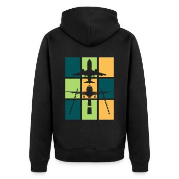 Planespotter Pilot retro Planespotting - Unisex Premium Bio Zip Hoodie - Schwarz - Hinten - Nico (187cm)