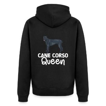 Cane Corso - Unisex Premium Organic Zip Hoodie - black - Back - Nico (187cm)