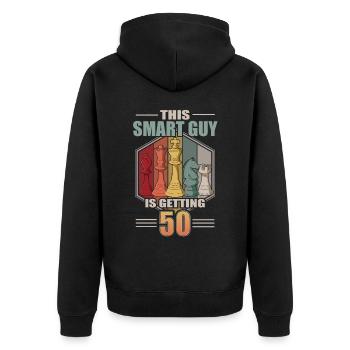 Smart Guy Is Getting 50 Retro Schach 50 Geburtstag - Unisex Premium Bio Zip Hoodie - Schwarz - Hinten - Nico (187cm)