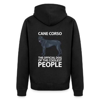 Cane Corso - Unisex Premium Organic Zip Hoodie - black - Back - Nico (187cm)