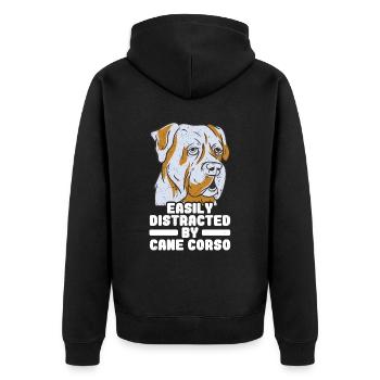 Cane Corso - Unisex Premium Organic Zip Hoodie - black - Back - Nico (187cm)