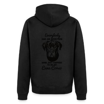 Cane Corso - Unisex Premium Organic Zip Hoodie - black - Back - Nico (187cm)