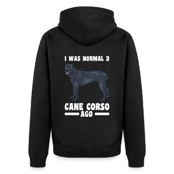Cane Corso - Unisex Premium Organic Zip Hoodie - black - Back - Nico (187cm)