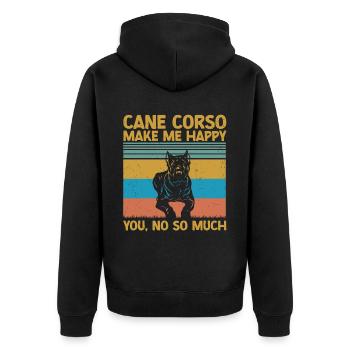 Cane Corso - Unisex Premium Organic Zip Hoodie - black - Back - Nico (187cm)