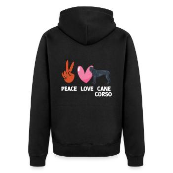 Cane Corso - Unisex Premium Organic Zip Hoodie - black - Back - Nico (187cm)