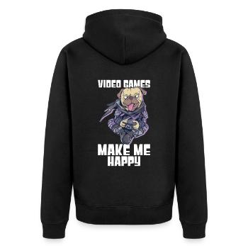 Gaming -Hund - Unisex Premium Bio Zip Hoodie - Schwarz - Hinten - Nico (187cm)