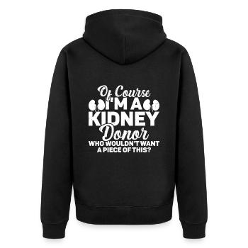 Kidney donor - Unisex Premium Organic Zip Hoodie - black - Back - Nico (187cm)
