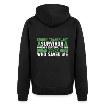 Kidney donor - Unisex Premium Organic Zip Hoodie - black - Back - Nico (187cm)