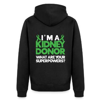 Kidney donor - Unisex Premium Organic Zip Hoodie - black - Back - Nico (187cm)