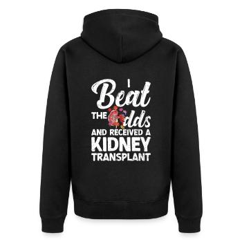 Kidney donor - Unisex Premium Organic Zip Hoodie - black - Back - Nico (187cm)