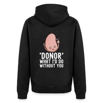 Kidney donor - Unisex Premium Organic Zip Hoodie - black - Back - Nico (187cm)