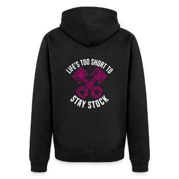 Muscel Car V8 Turbocharger Tuning Rennwagen - Unisex Premium Bio Zip Hoodie - Schwarz - Hinten - Nico (187cm)